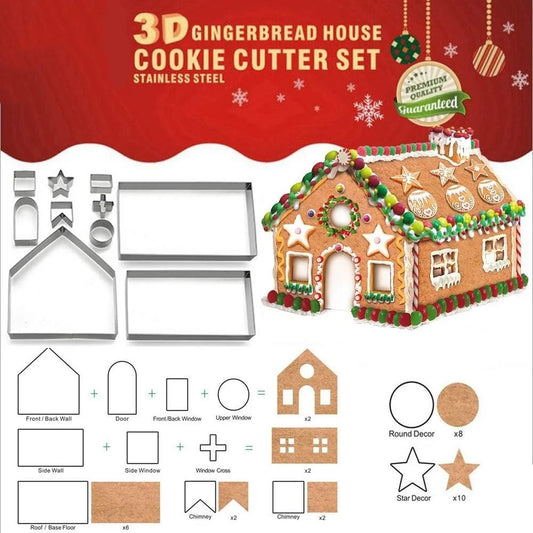 Molde de casa de Navidad, moldes para galletas de Navidad y Halloween de acero inoxidable, para hornear