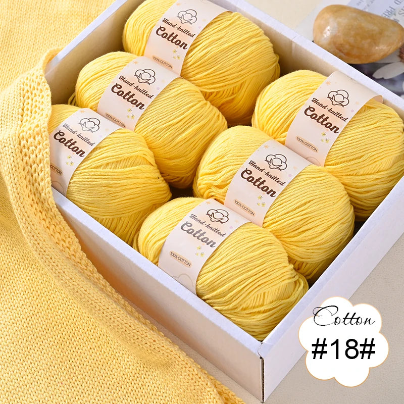 6 bolas de hilo de algodón puro de 300 g, hilo suave multicolor