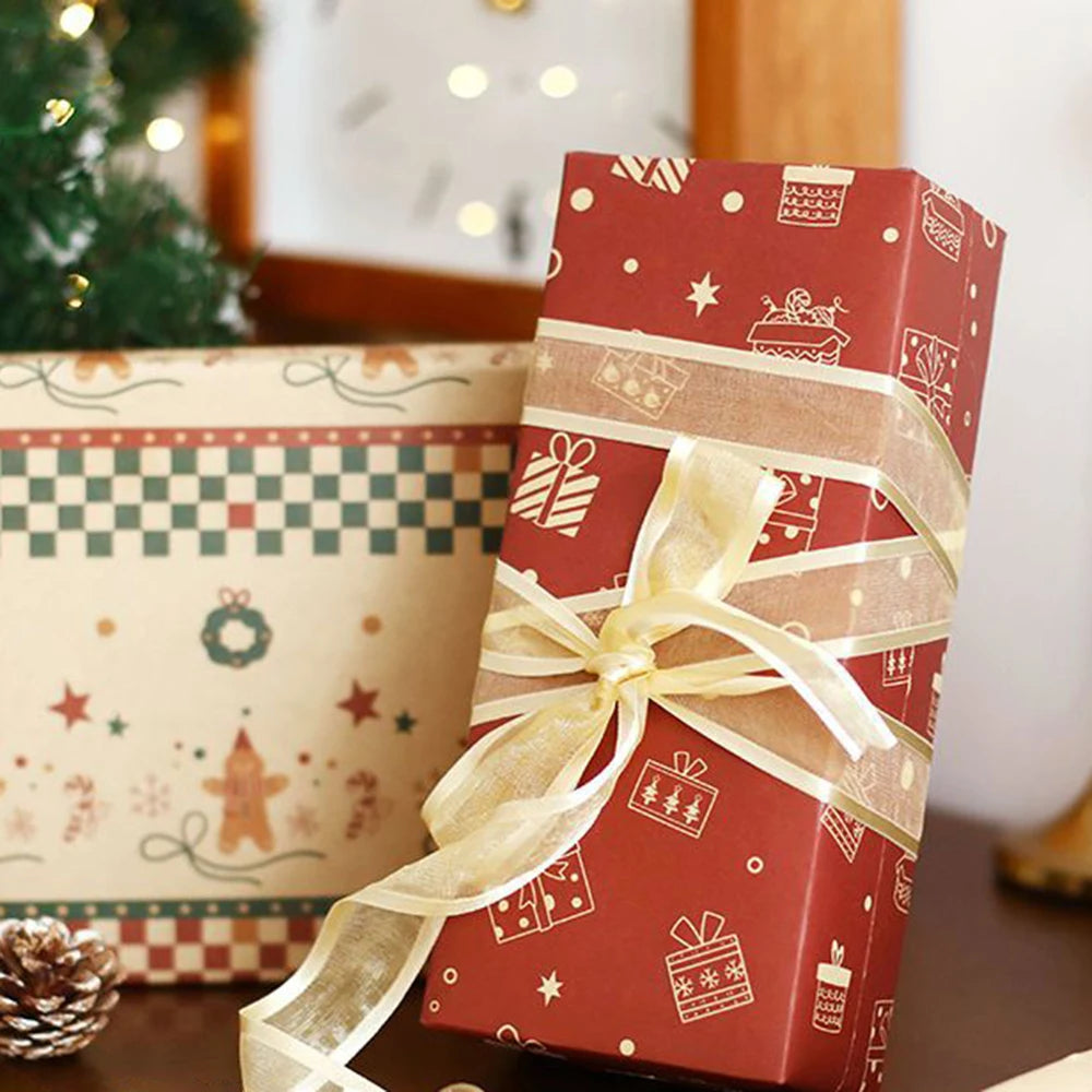 6 hojas de papel para envolver regalos de Navidad, muñeco de nieve, alce, Navidad, etc.
