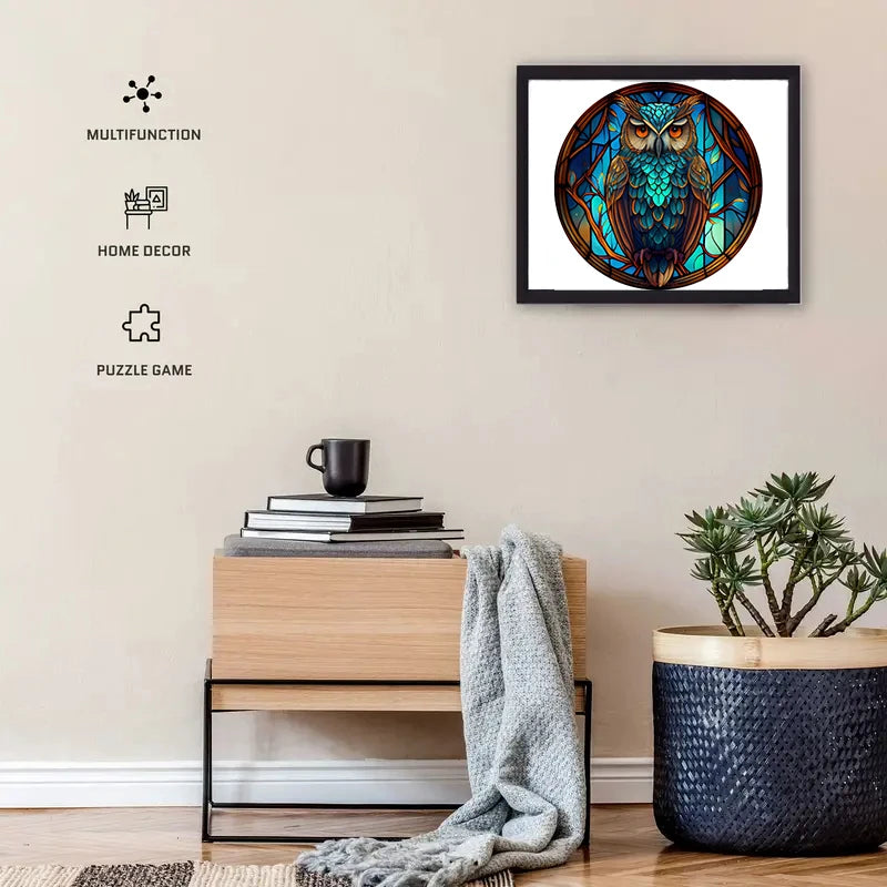 Rompecabezas de madera de forma Irregular, Arte de búho para adultos