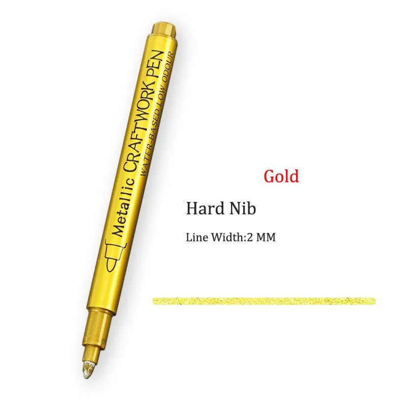Bolígrafos de pintura acrílica permanente plateada/dorada, para pintura en variadas superficies, de punta suave/dura de 1-5MM
