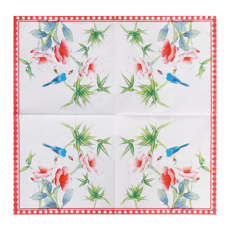 Paquete de 20 Servilletas de Papel Desechables con Diseño de Plantas y Flores, 33x33cm, Decoupage