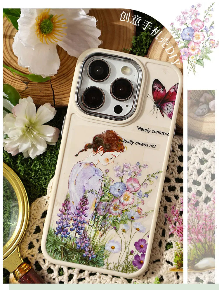 40/240 Uds. Stickers creativos vibrantes de plantas y flores