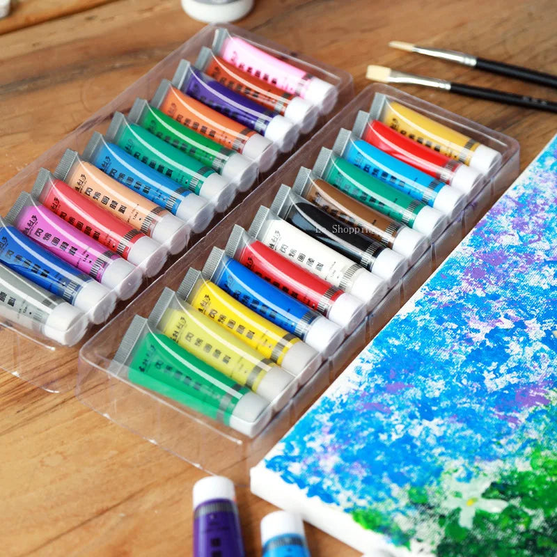 Juego de pintura acrílica de Color metálico, 12ml, 12/24 colores