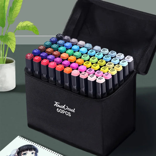 Rotulador de arte de 12 a 80 colores, marcadores para bocetos de Manga, pincel doble