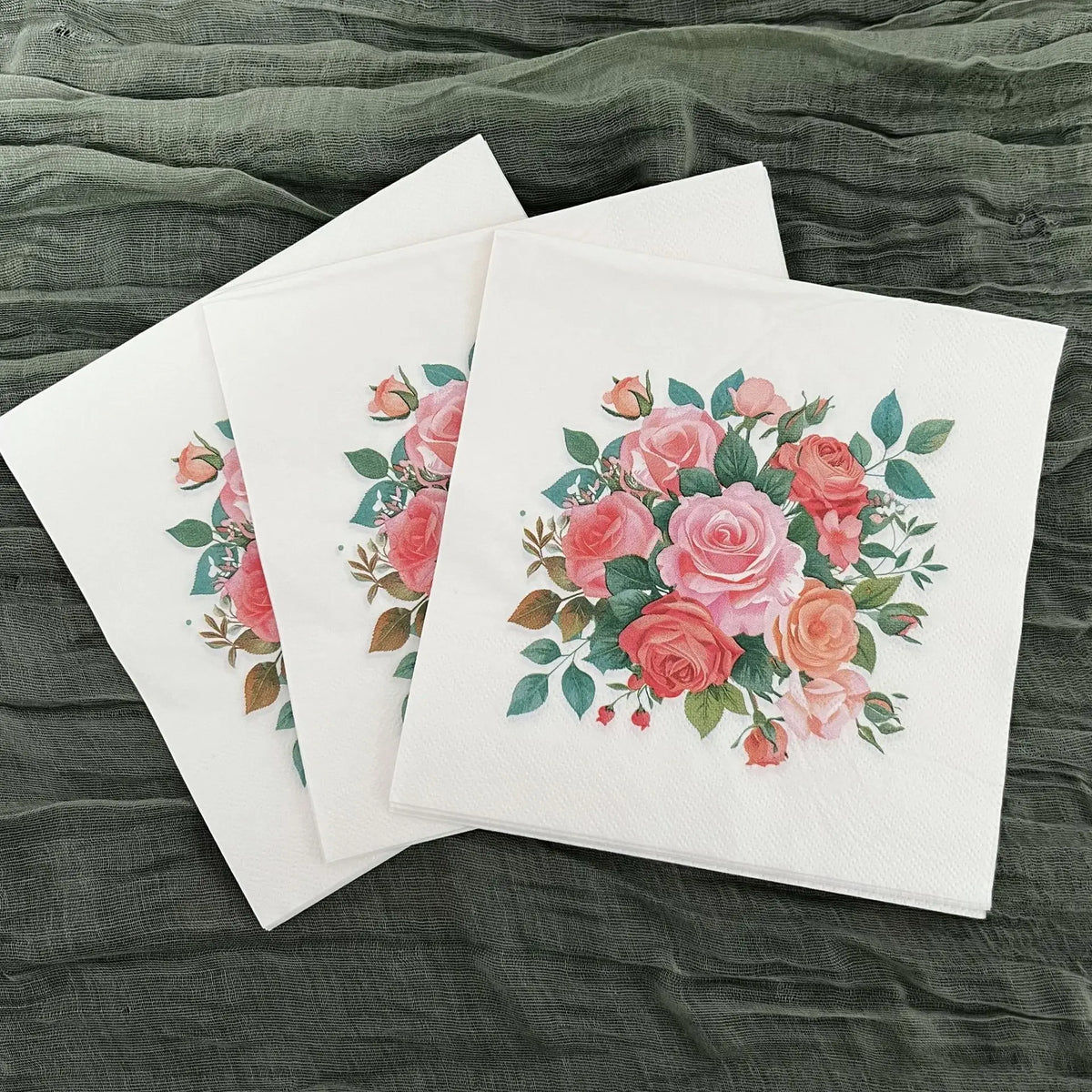 20 Servilletas Florales Coloridas Desechables, Decoupage