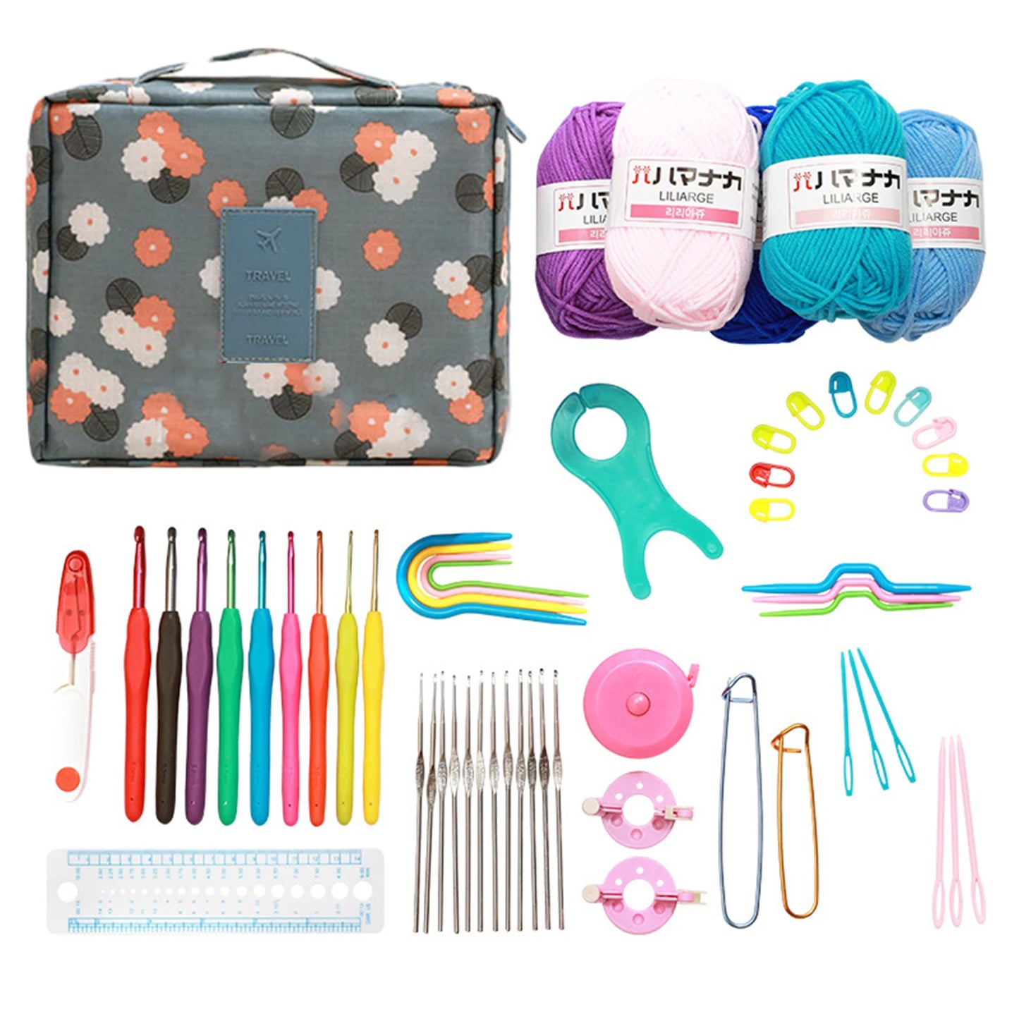 Kit de crochet con bolsa de almacenamiento