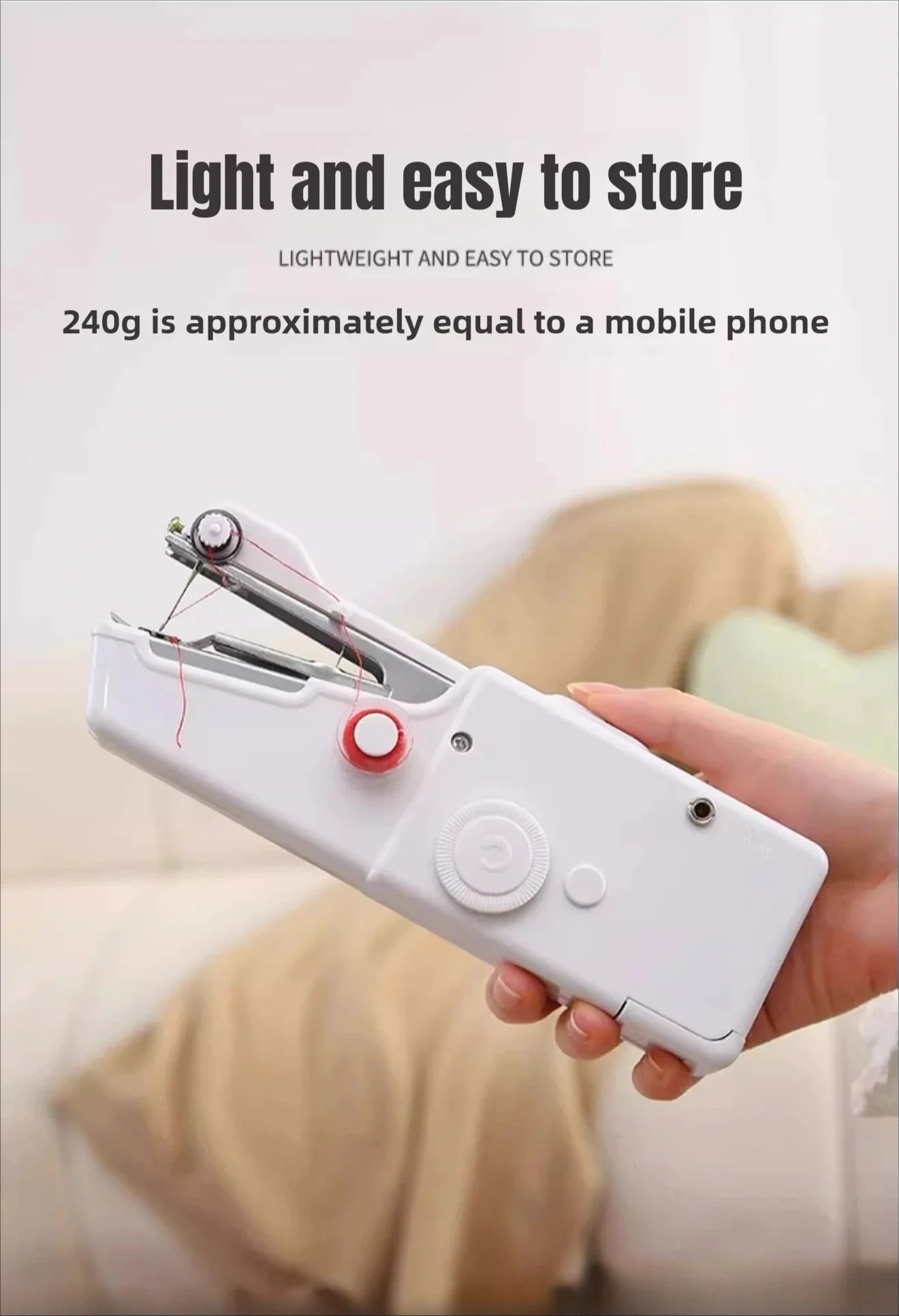 Mini Máquina de coser eléctrica, de mano, portátil.