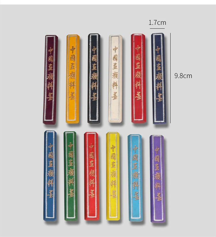 Barras de tinta de pigmento de Color, bloques de tinta de pintura china 12 uds.