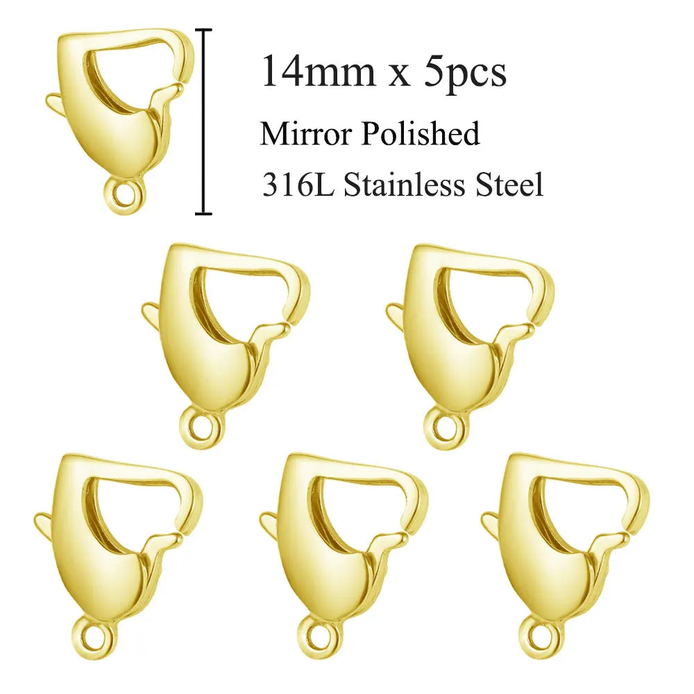 5 unids/lote de cierre de langosta rectangular de acero inoxidable de joyería para hacer collares y pulseras