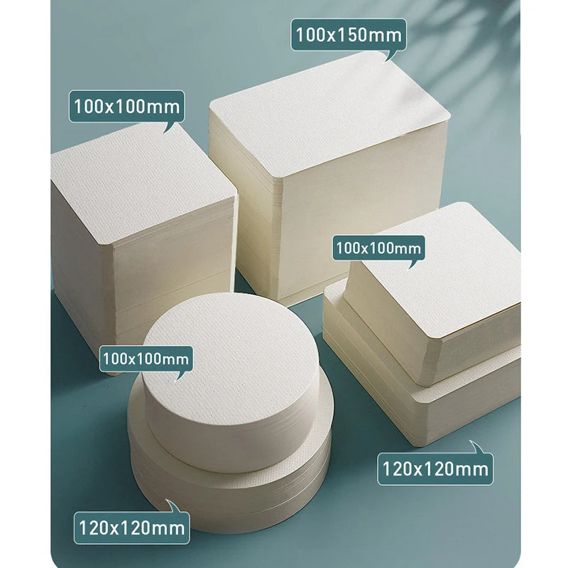 50 Tarjetas de  acuarela, postal gruesa, 300g, cuadrada, redonda, rectangular, mini bocetos