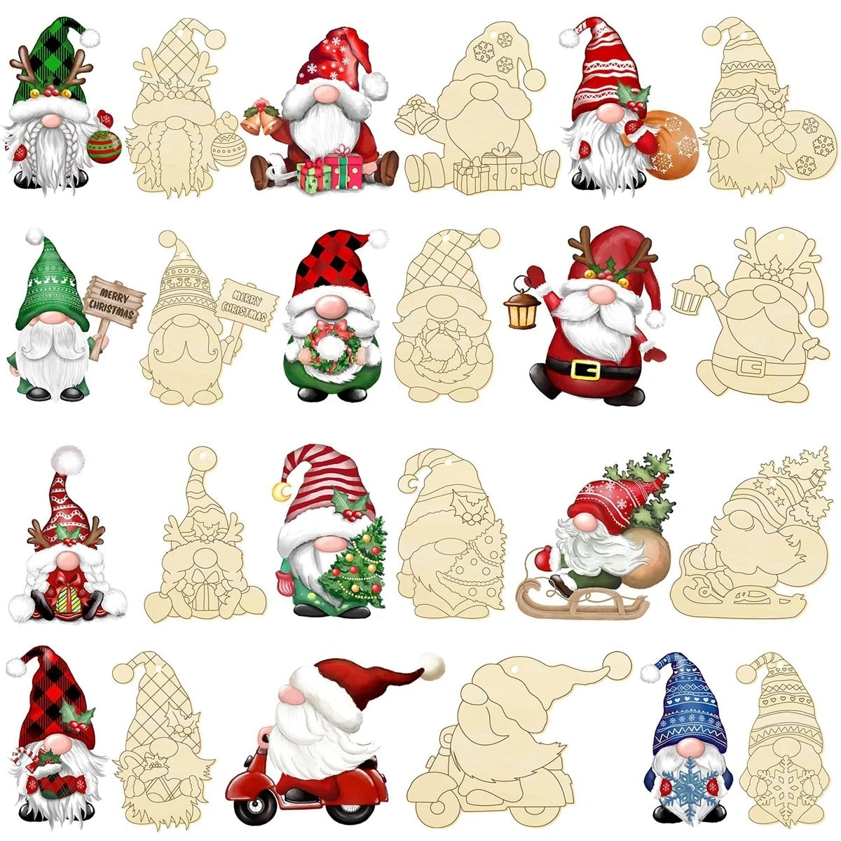 Colgante de madera para Navidad, para pintar, 12 piezas