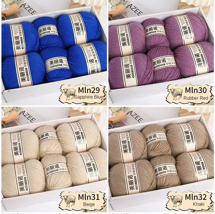 500 g/set de lana merina de 4 capas para tejer a mano