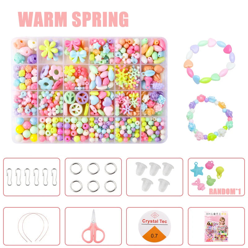 Conjunto de joyería, juego de cuentas espaciadoras sueltas creativas para hacer pulseras y collares, 24 cuadrículas, Cuerda elástica para hacer joyas