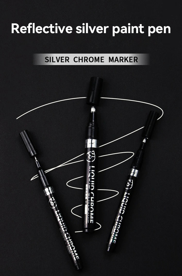 Bolígrafos de pintura espejo, tinta plateada, dorada y otros, punta de escritura de 1/2mm para modelo de Metal, madera, plástico y piedra, 1/6 Uds.