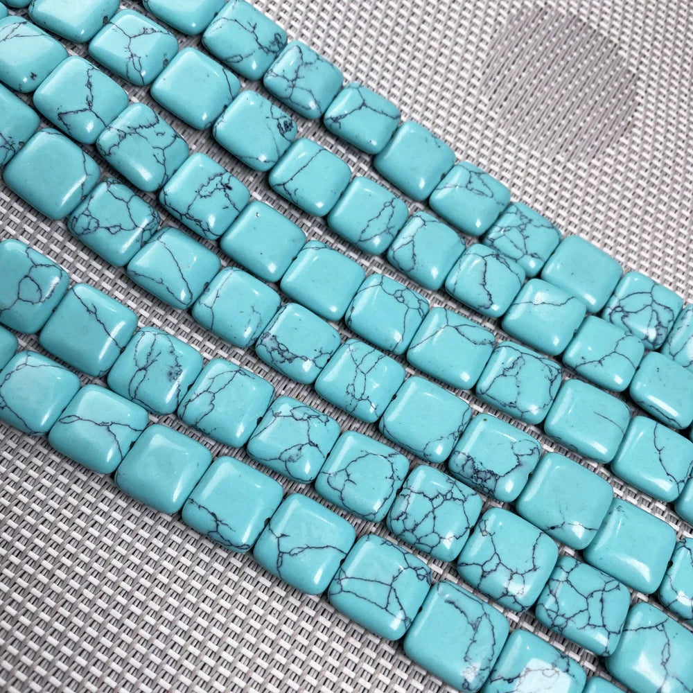 Mostacillas de piedra Natural con forma cuadrada,  para fabricación de joyería. Longitud: 20 cm