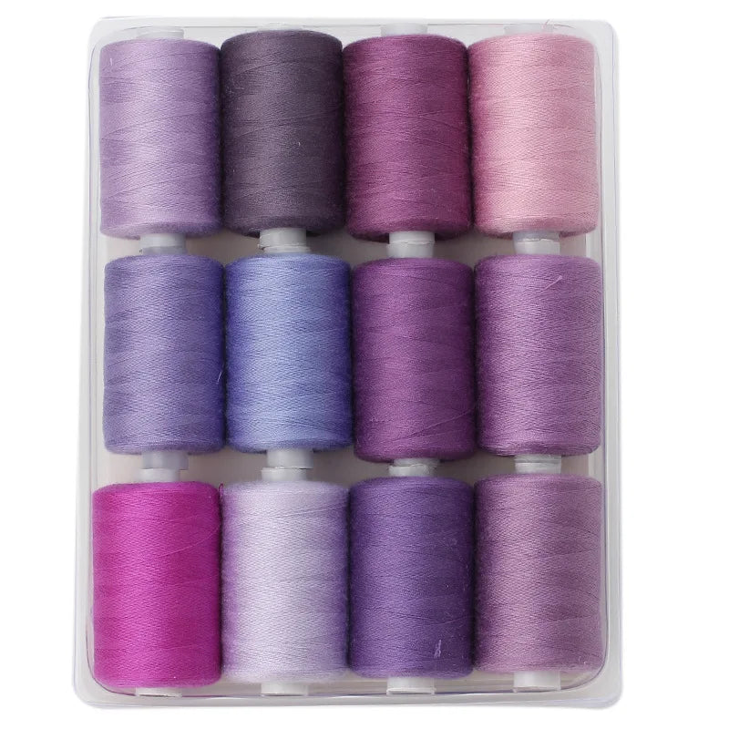 Rollo pequeño de hilo de poliéster para costura, conjunto de hilos de Color de 1000 yardas, 12 colores.