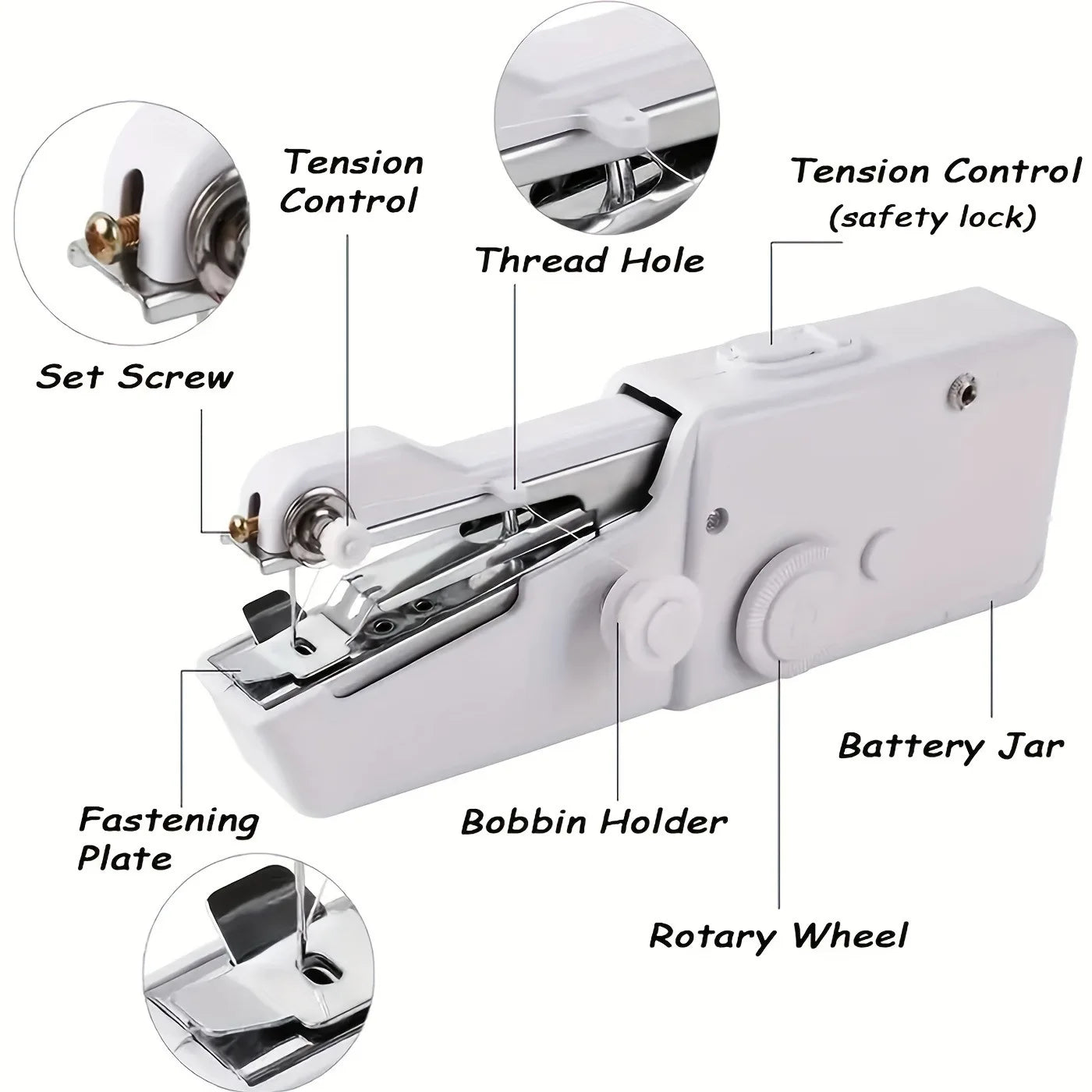 Mini Máquina de coser eléctrica, de mano, portátil.