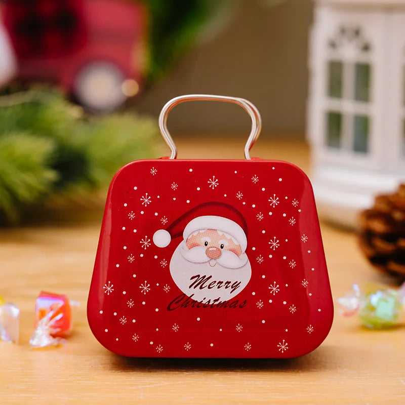 Caja de lata navideña, estilo bolso, Mini monedero, suministros de decoración navideña
