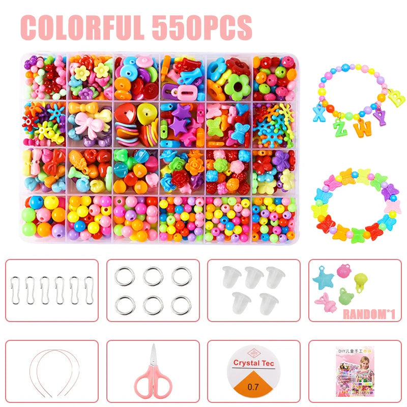 Conjunto de joyería, juego de cuentas espaciadoras sueltas creativas para hacer pulseras y collares, 24 cuadrículas, Cuerda elástica para hacer joyas