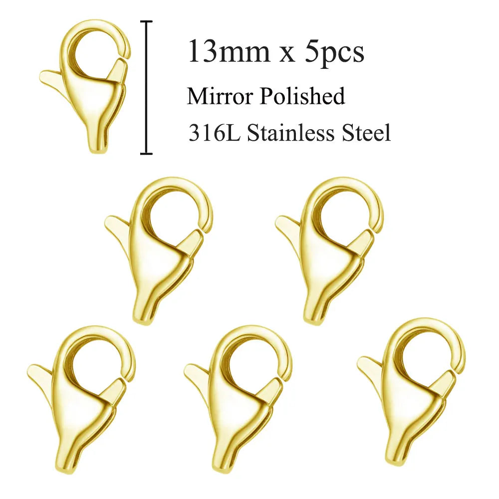 5 unids/lote de cierre de langosta rectangular de acero inoxidable de joyería para hacer collares y pulseras