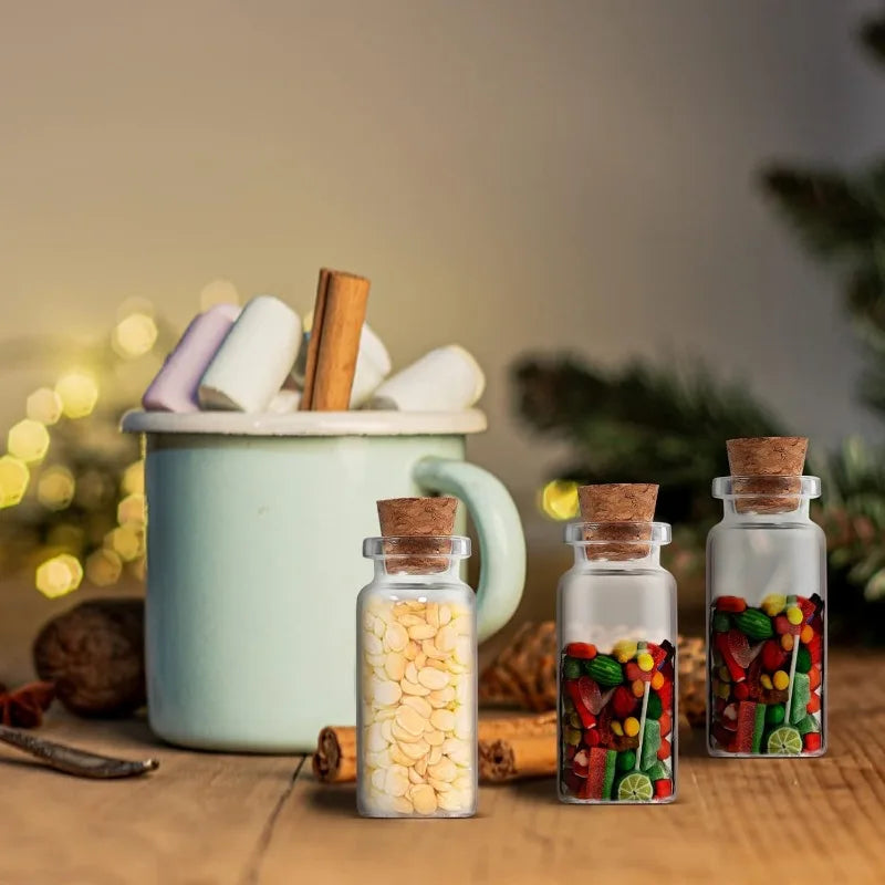 10 Uds 5/7/8/10/12/15/20ml Mini botellas de vidrio con tapones de corcho