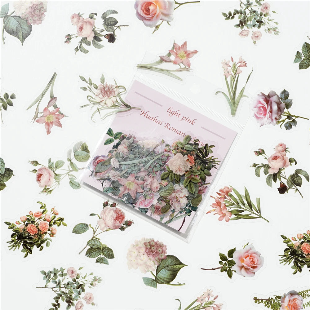 40 unids/bolsa planta naturaleza flor decorativa PVC stickers para manualidades