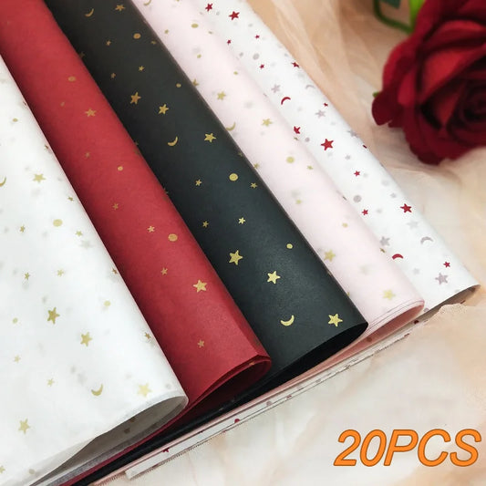20 unids/lote 50x70cm, oro negro blanco Multicolor papel tisú para envolver regalos
