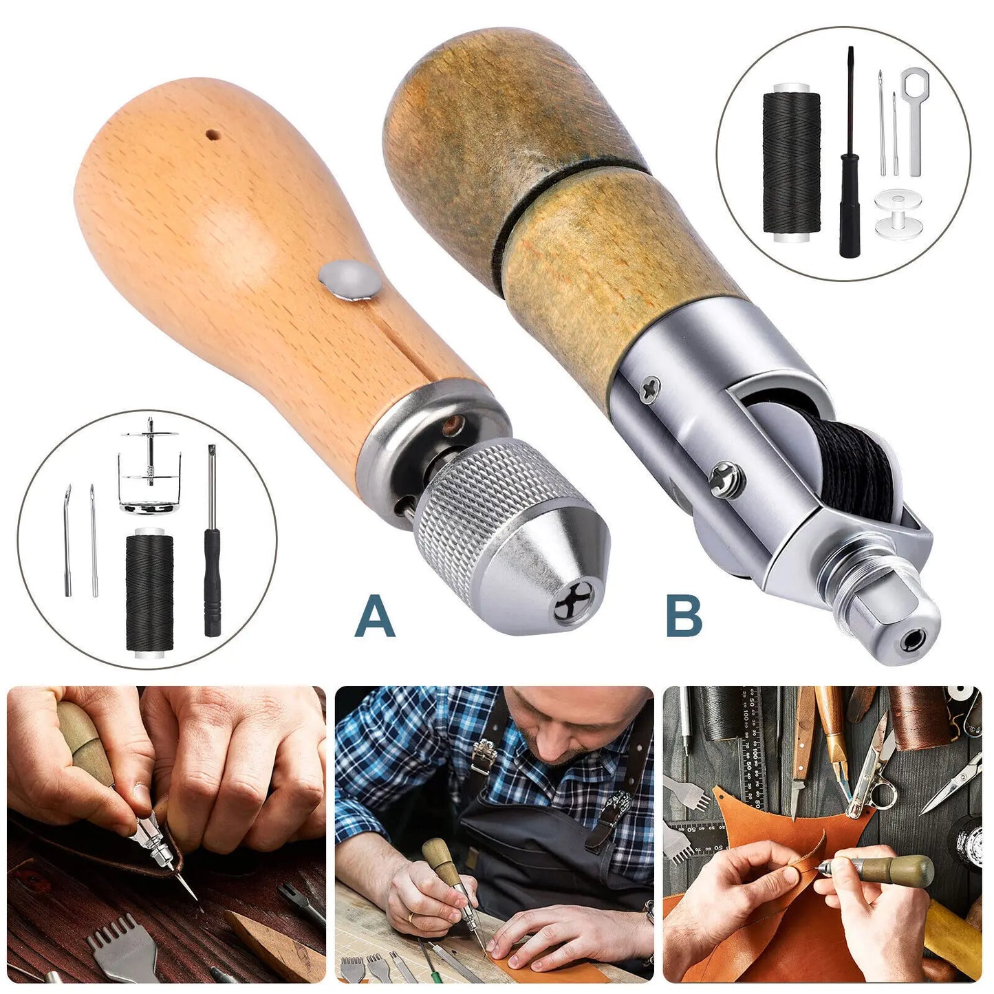 Kit de hilo de punzón de costura de cuero
