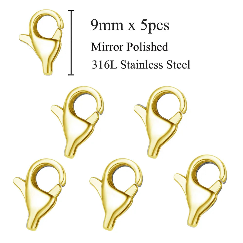 5 unids/lote de cierre de langosta rectangular de acero inoxidable de joyería para hacer collares y pulseras