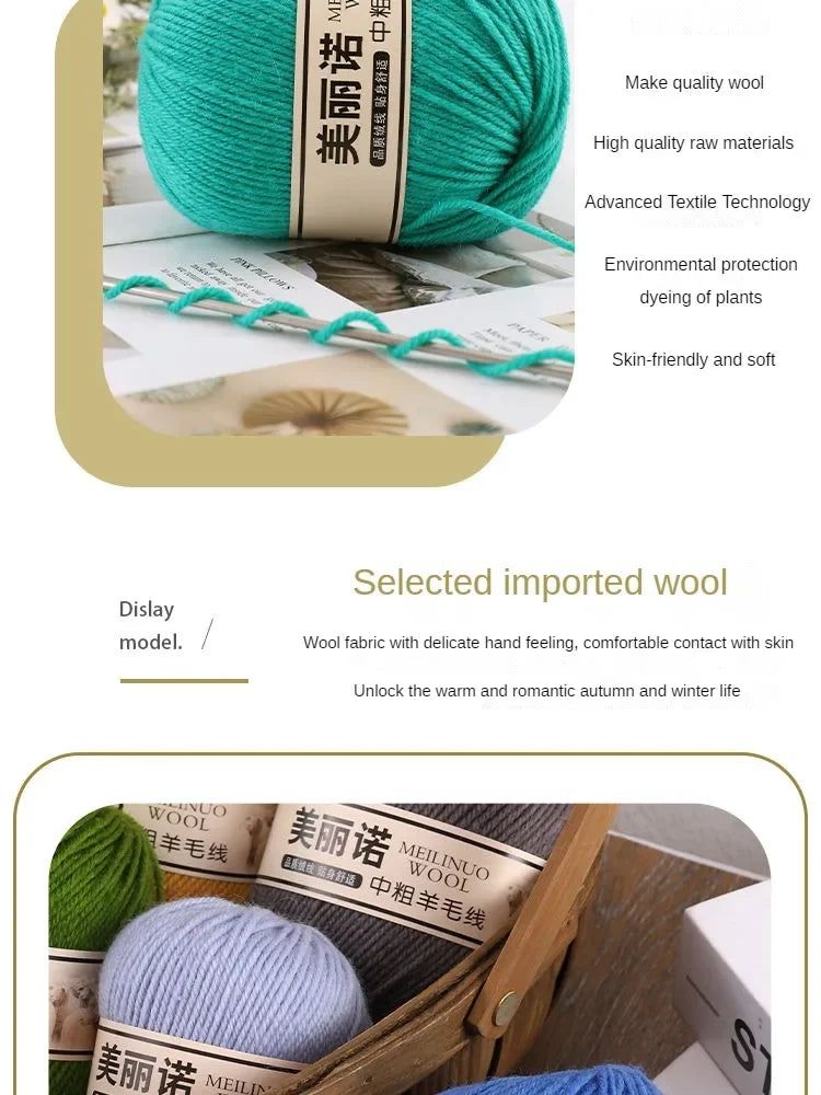 500 g/set de lana merina de 4 capas para tejer a mano