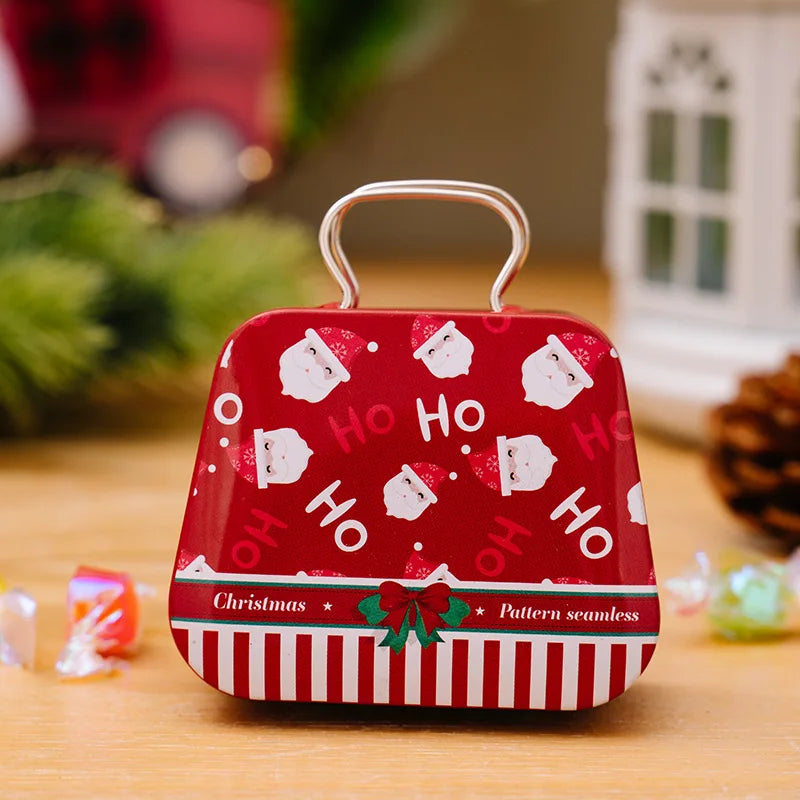 Caja de lata navideña, estilo bolso, Mini monedero, suministros de decoración navideña