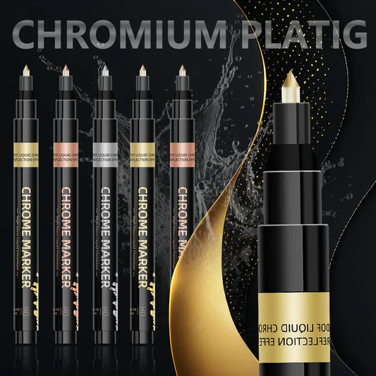 Rotulador de espejo cromado de 0,7mm, 1mm, 2mm, bolígrafo de pintura reflectante , marcador permanente de cobre dorado y plateado, 1 ud.