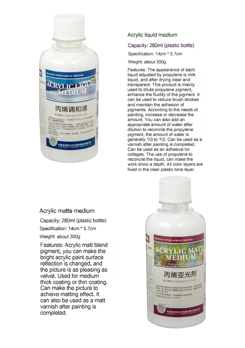 Líquido de mezcla acrílica de gran capacidad, pintura acrílica blanca lechosa, brillo más fino, pintura, pasta de moldeo, suministros de arte, 100/280ml