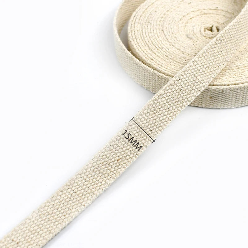 Huinchas de algodón de lona beige de 10 metros, 15-38mm