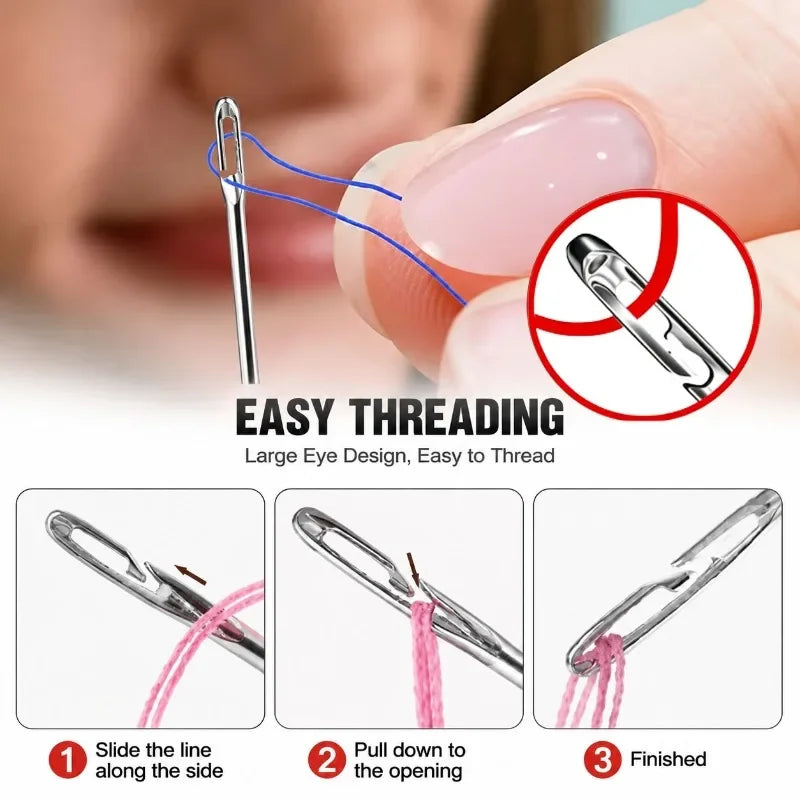 60/30 Agujas de coser de acero inoxidable con orificio grande para enhebrar