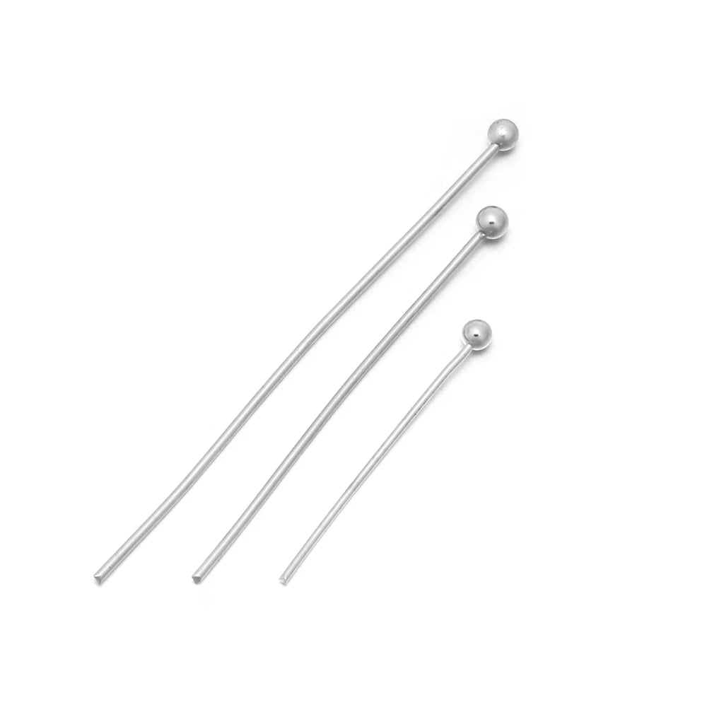 100/50 Uds. Cabezas de acero inoxidable, de cabeza plana, de bola de Color dorado para accesorios de joyería