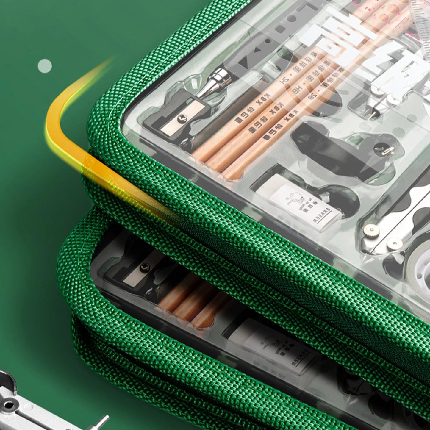 Juego de geometría con brazo oscilante de 7,8 pulgadas, juego de divisor transportador, regla de cuadrados, compás