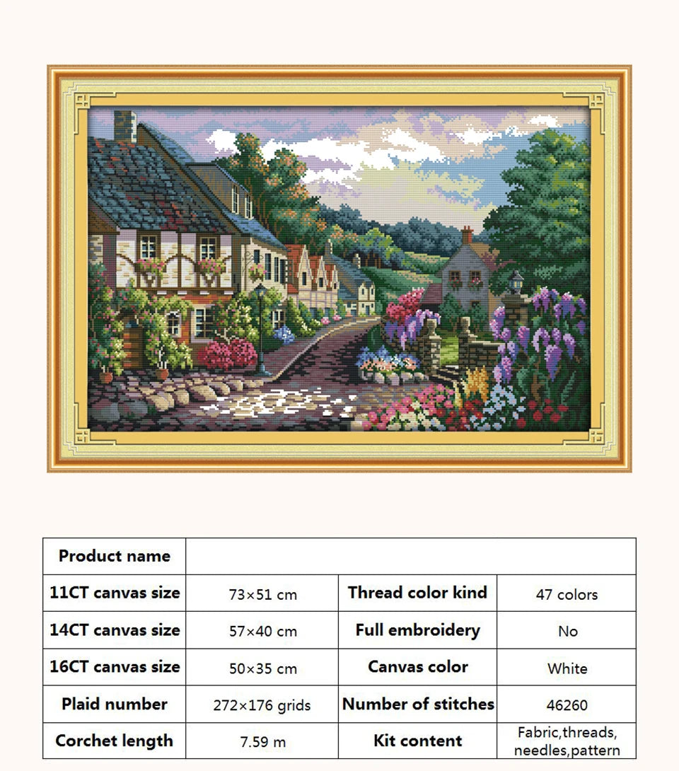Kit de punto de cruz para manualidades,  con patrones de paisaje con Casa o cabaña,  11CT, 14CT, 16CT, DMC
