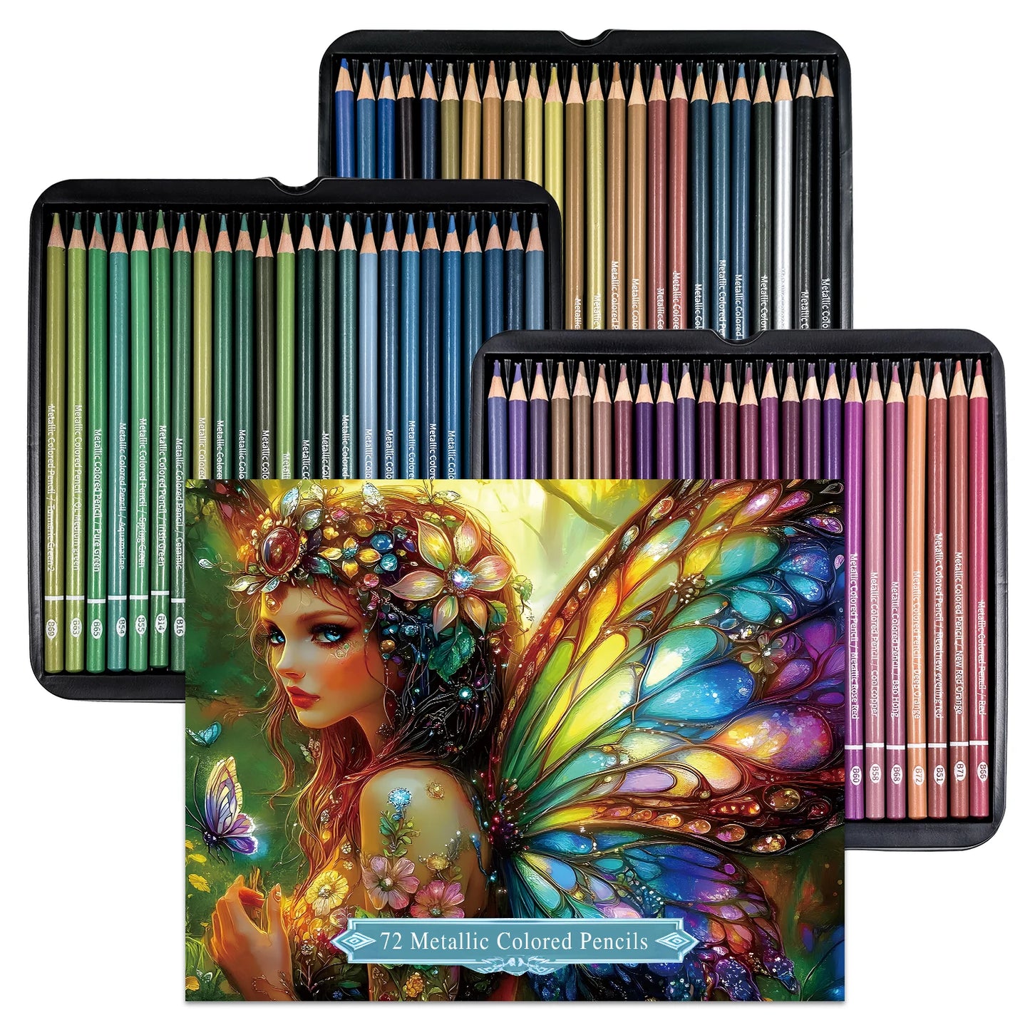 Lápices de colores metálicos de 12/24/50/72 piezas, núcleo suave con colores vibrantes