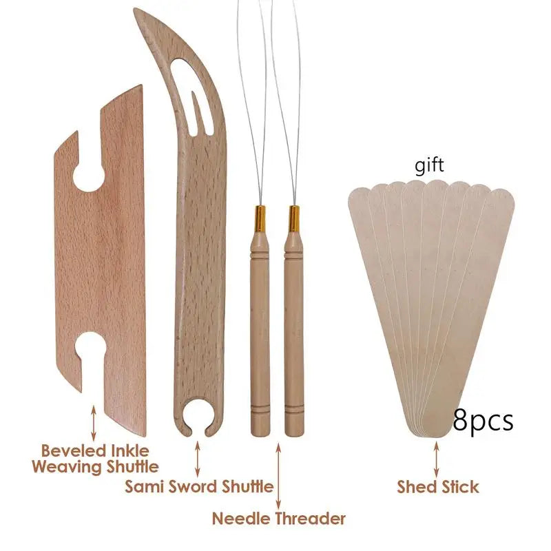 Naveta de tejido biselado de madera, Kit de herramientas de tejido