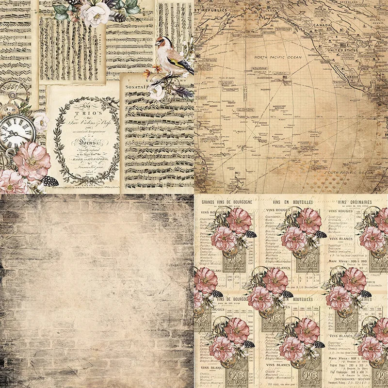 12 hojas de papel para álbum de recortes de 15x15cm