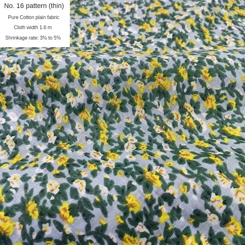 Tela estampada de algodón puro por metros, textil fino, transpirable, Verde