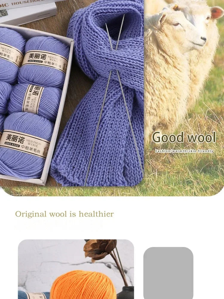 500 g/set de lana merina de 4 capas para tejer a mano