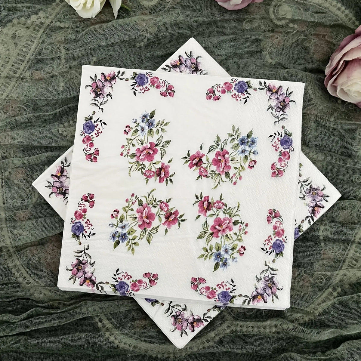 20 Servilletas Florales Coloridas Desechables, Decoupage