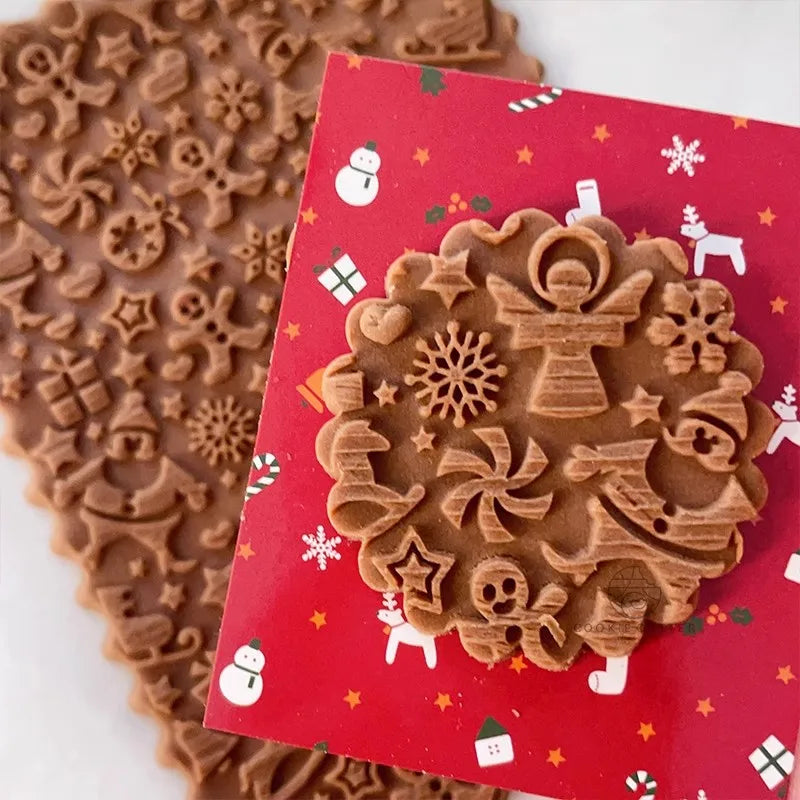 Rodillo de Navidad, cortador de galletas de Navidad, timbre, herramienta para hornear y decoraciones de pastelería