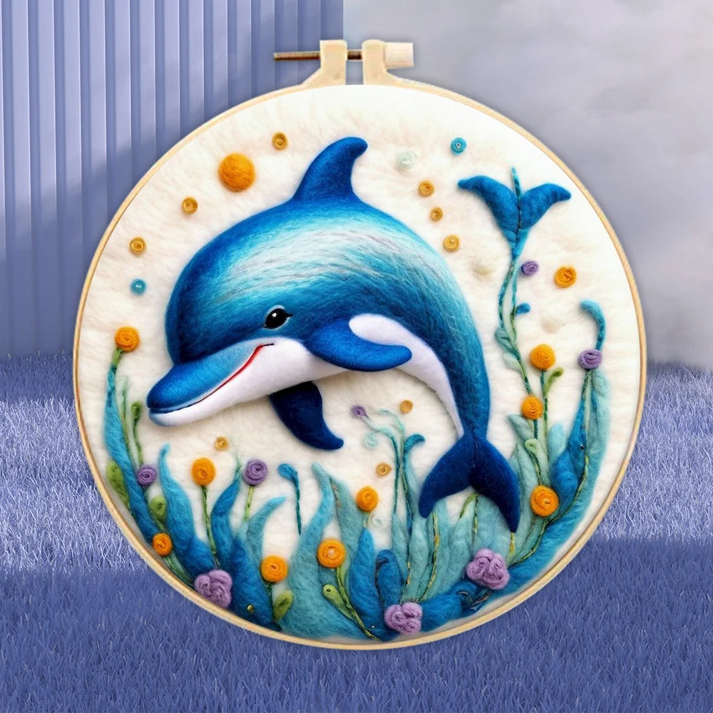 Juego de fieltro de lana artesanal, bordado de animales
