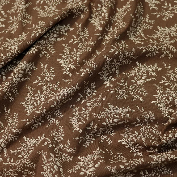 Tela de algodón de 100CM x 150CM con flores frescas y plantas para coser