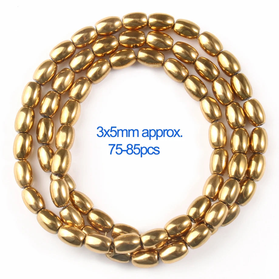Mostacillas de hematita chapadas en oro Natural para fabricación de joyería