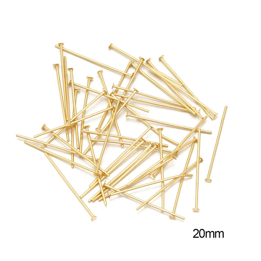 100/50 Uds. Cabezas de acero inoxidable, de cabeza plana, de bola de Color dorado para accesorios de joyería